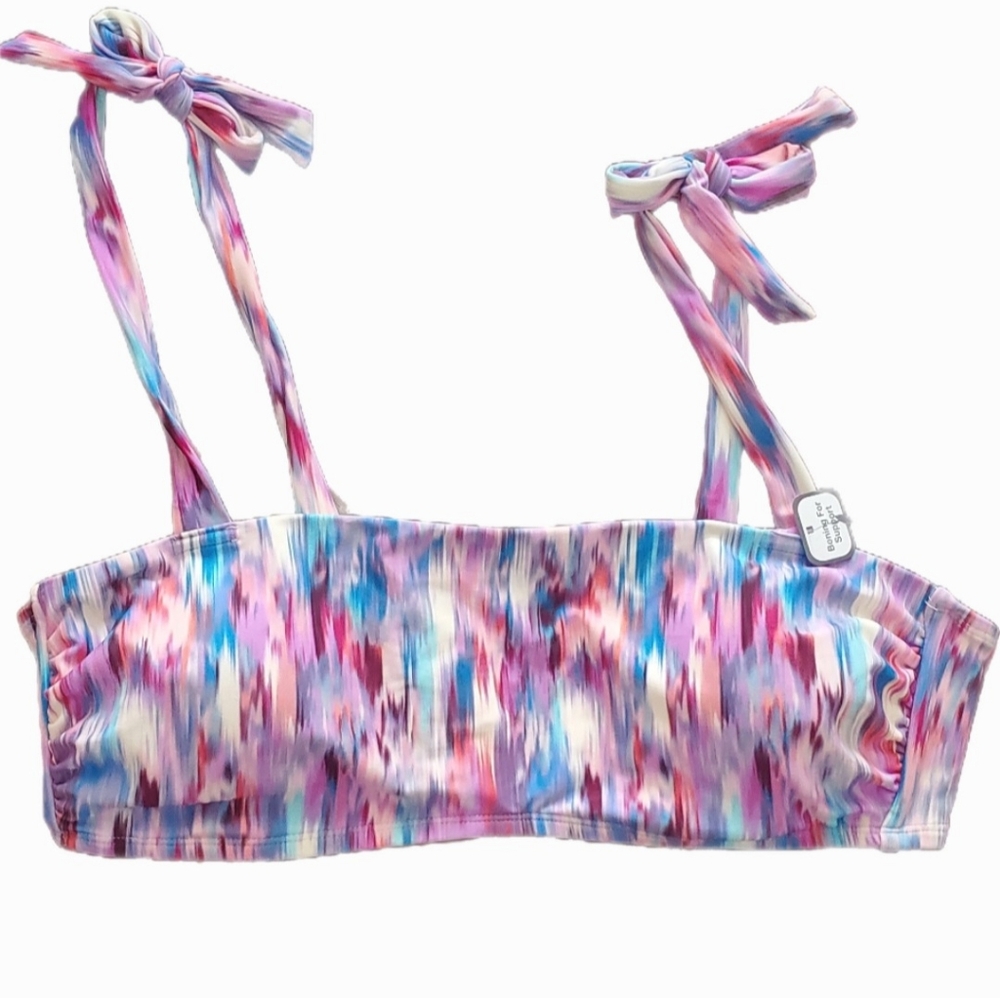 Time and Tru Women's Blurred Bandeau Bikini Swim Top Size XL (16-18)